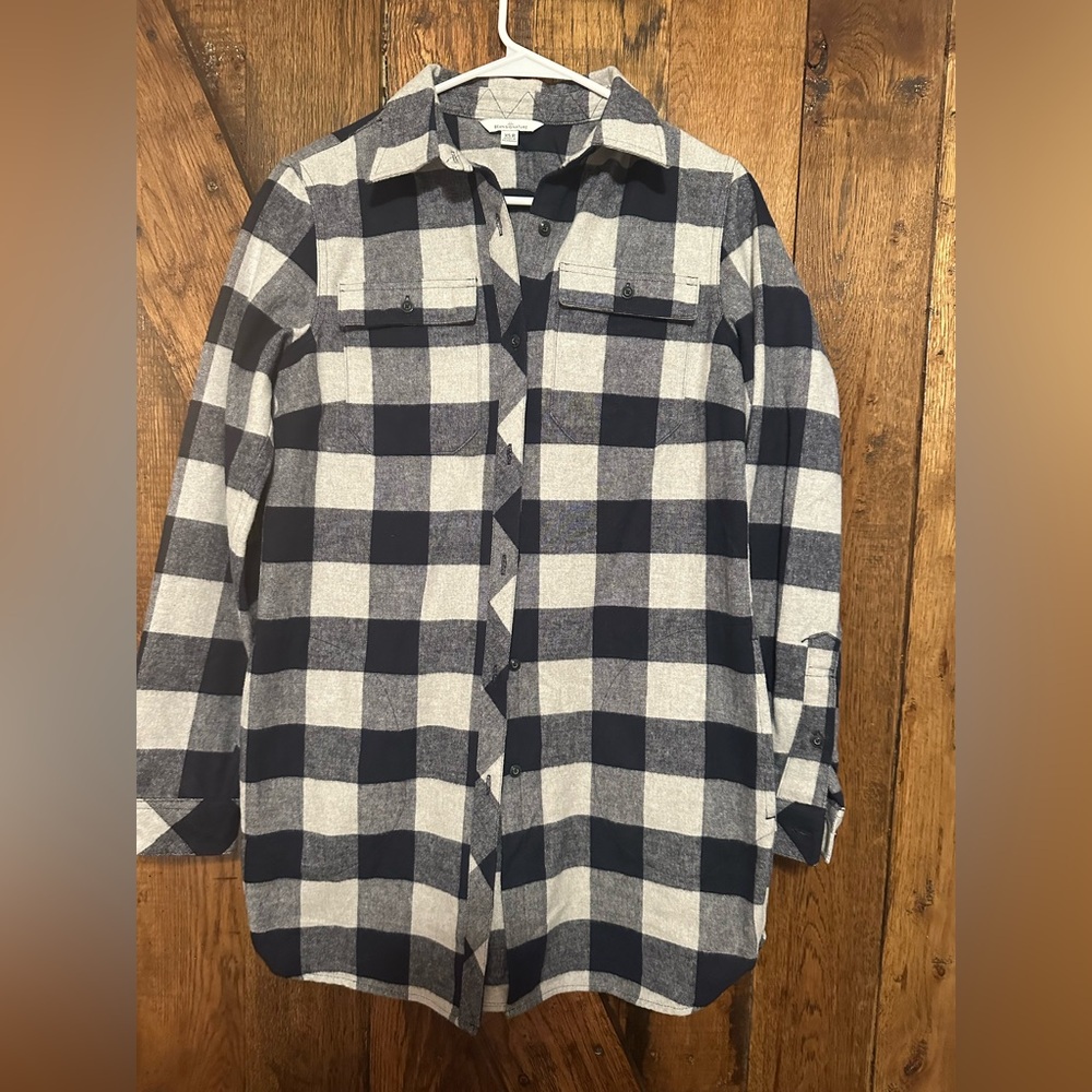 L.L.Bean Signature 1912 Flannel Overshirt in Black and Gray XS R
